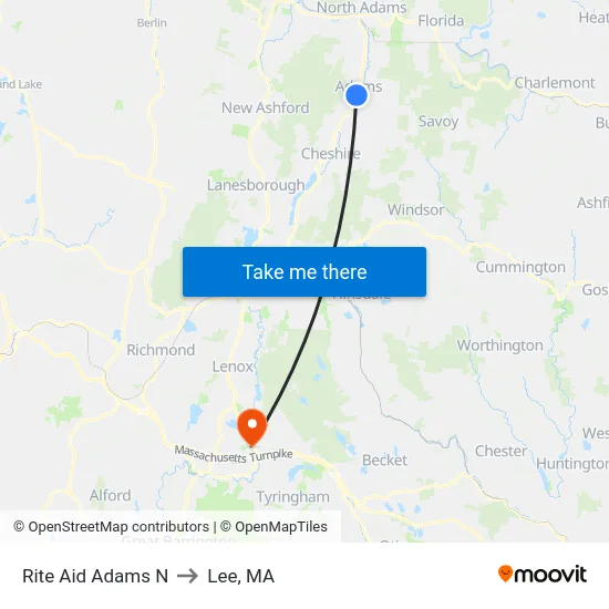Rite Aid Adams N to Lee, MA map