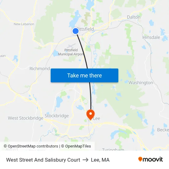 West Street And Salisbury Court to Lee, MA map