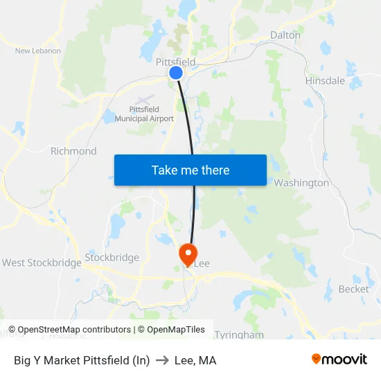 Big Y Market Pittsfield (In) to Lee, MA map