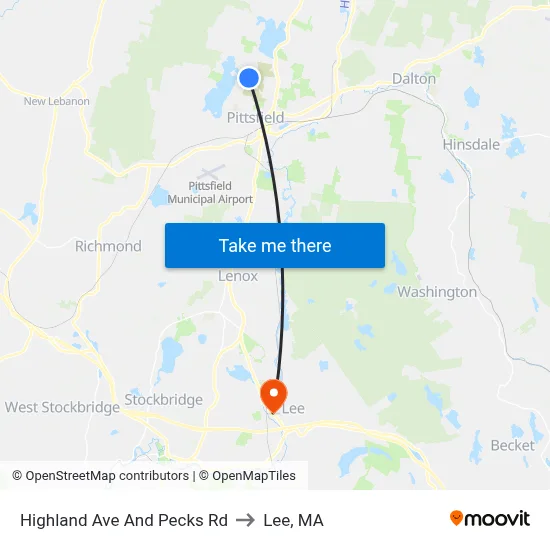 Highland Ave And Pecks Rd to Lee, MA map