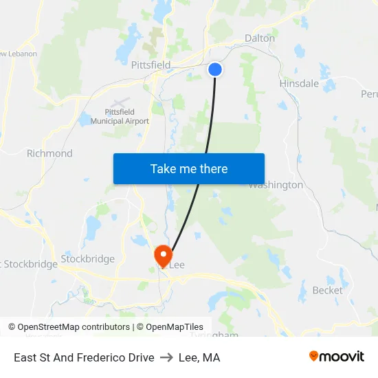 East St And Frederico Drive to Lee, MA map