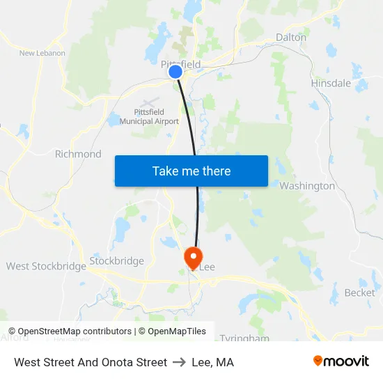 West Street And Onota Street to Lee, MA map