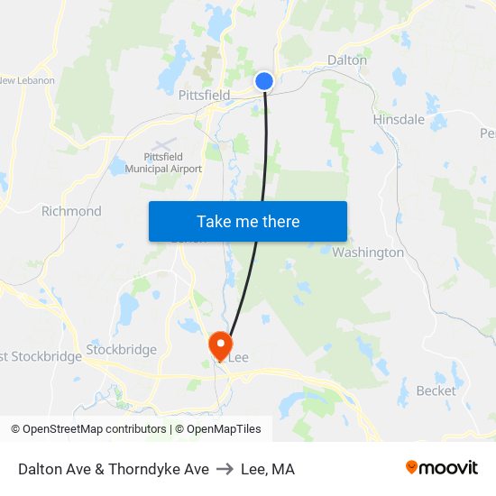 Dalton Ave & Thorndyke Ave to Lee, MA map