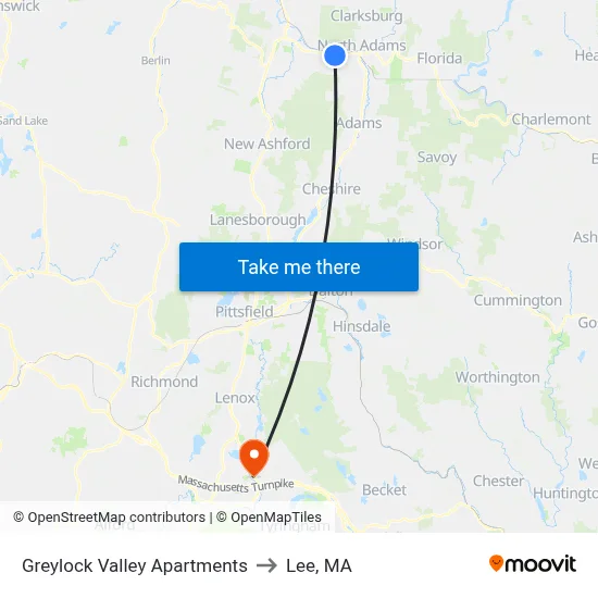 Greylock Valley Apartments to Lee, MA map
