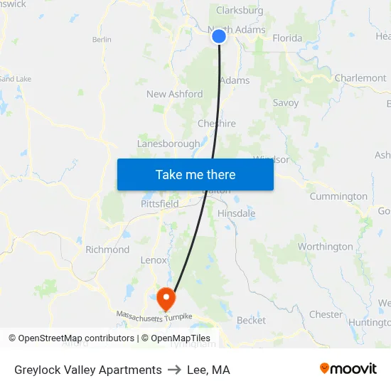 Greylock Valley Apartments to Lee, MA map