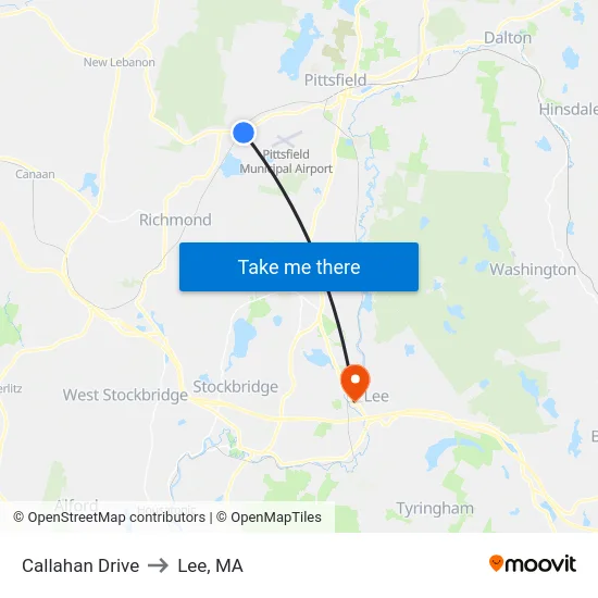 Callahan Drive to Lee, MA map