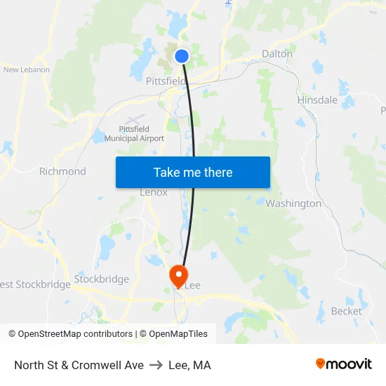 North St & Cromwell Ave to Lee, MA map