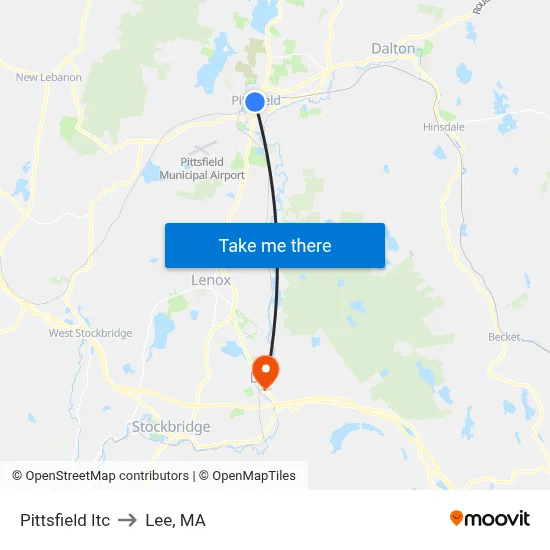 Pittsfield Itc to Lee, MA map