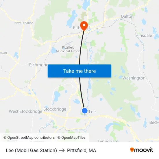 Lee (Mobil Gas Station) to Pittsfield, MA map