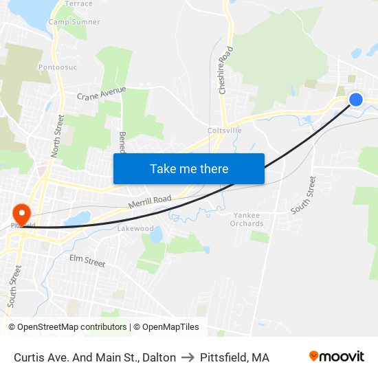 Curtis Ave. And Main St., Dalton to Pittsfield, MA map