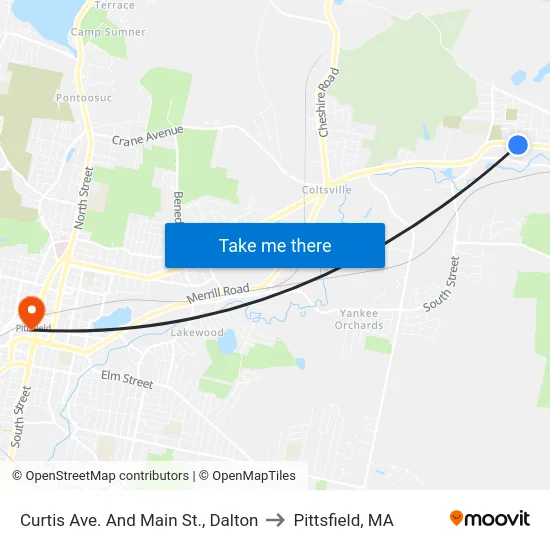 Curtis Ave. And Main St., Dalton to Pittsfield, MA map
