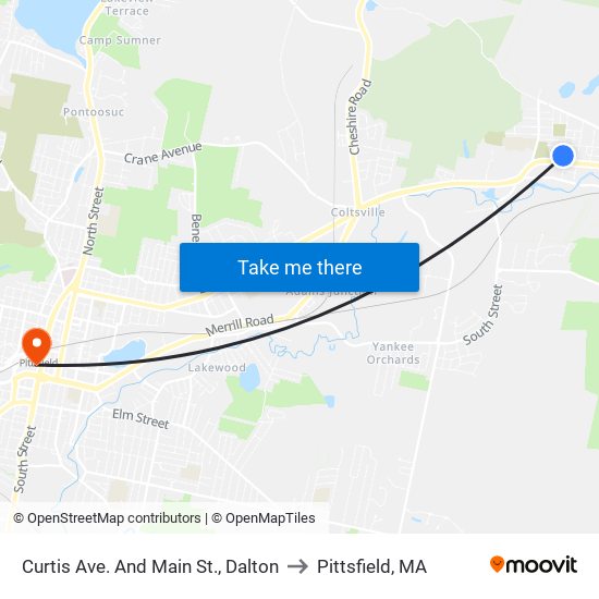Curtis Ave. And Main St., Dalton to Pittsfield, MA map