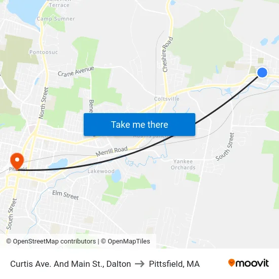 Curtis Ave. And Main St., Dalton to Pittsfield, MA map