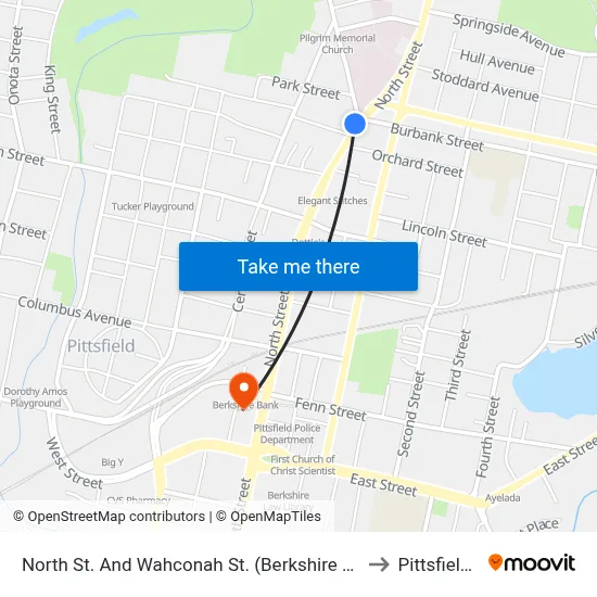 North St. And Wahconah St. (Berkshire Medical Center) to Pittsfield, MA map