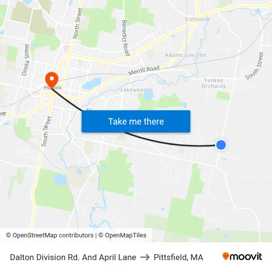 Dalton Division Rd. And April Lane to Pittsfield, MA map