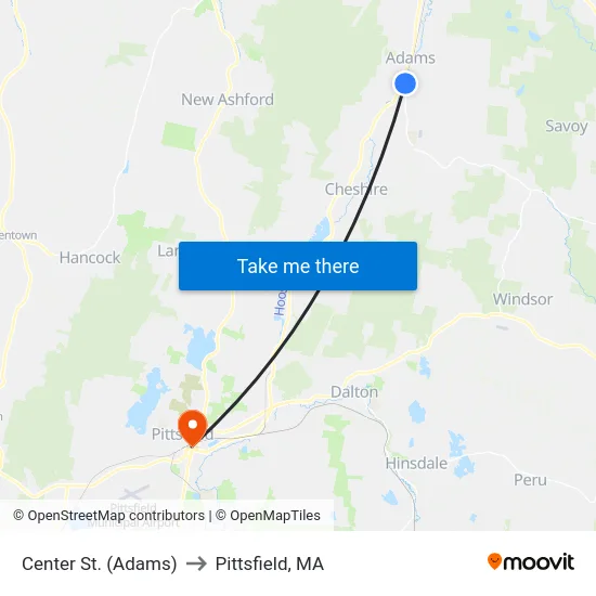 Center St. (Adams) to Pittsfield, MA map