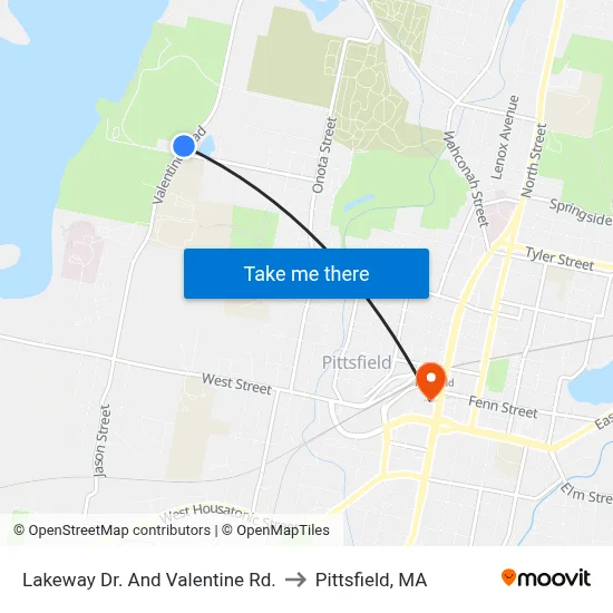 Lakeway Dr. And Valentine Rd. to Pittsfield, MA map