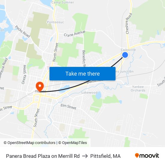 Panera Bread Plaza on Merrill Rd to Pittsfield, MA map