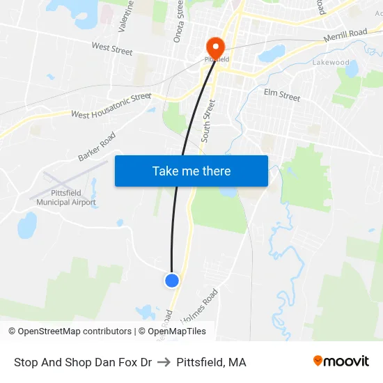 Stop And Shop Dan Fox Dr to Pittsfield, MA map