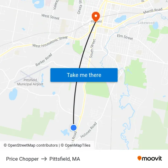 Price Chopper to Pittsfield, MA map