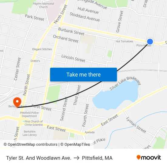 Tyler St. And Woodlawn Ave. to Pittsfield, MA map