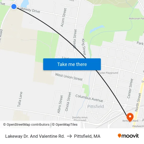 Lakeway Dr. And Valentine Rd. to Pittsfield, MA map