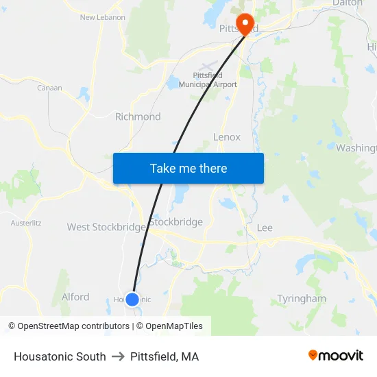 Housatonic South to Pittsfield, MA map