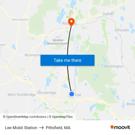 Lee Mobil Station to Pittsfield, MA map