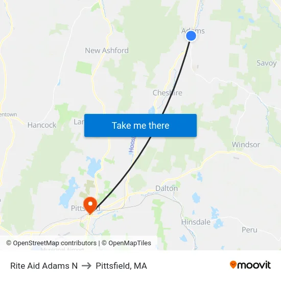 Rite Aid Adams N to Pittsfield, MA map