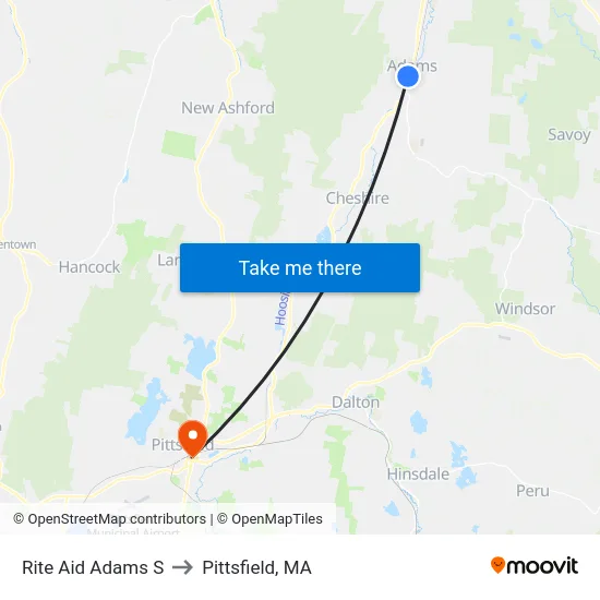 Rite Aid Adams S to Pittsfield, MA map