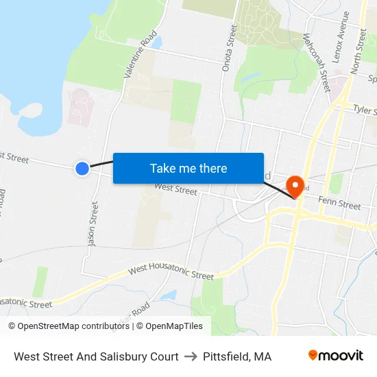 West Street And Salisbury Court to Pittsfield, MA map
