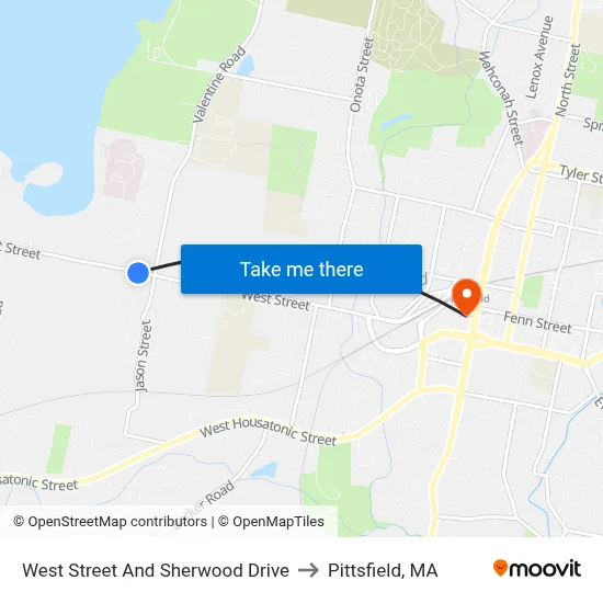 West Street And Sherwood Drive to Pittsfield, MA map