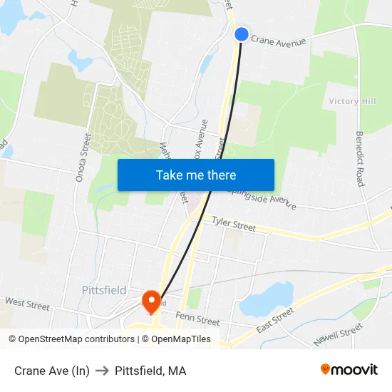 Crane Ave (In) to Pittsfield, MA map