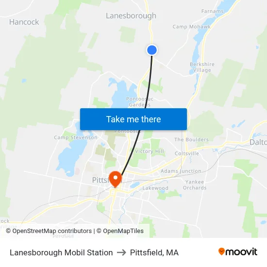 Lanesborough Mobil Station to Pittsfield, MA map