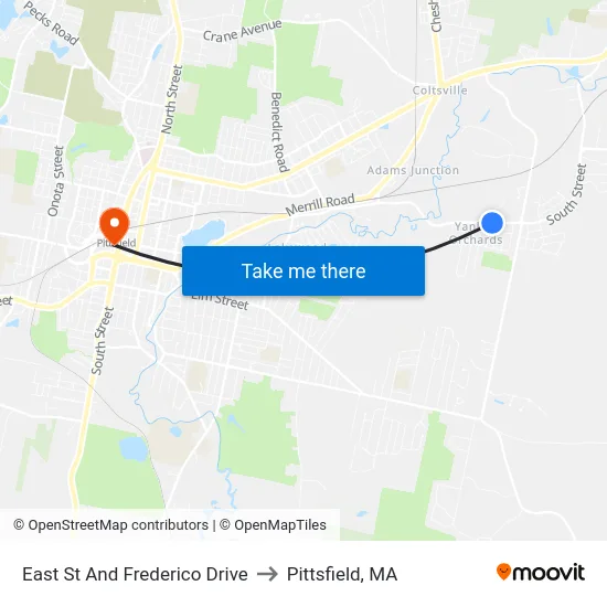 East St And Frederico Drive to Pittsfield, MA map