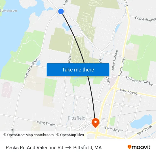 Pecks Rd And Valentine Rd to Pittsfield, MA map