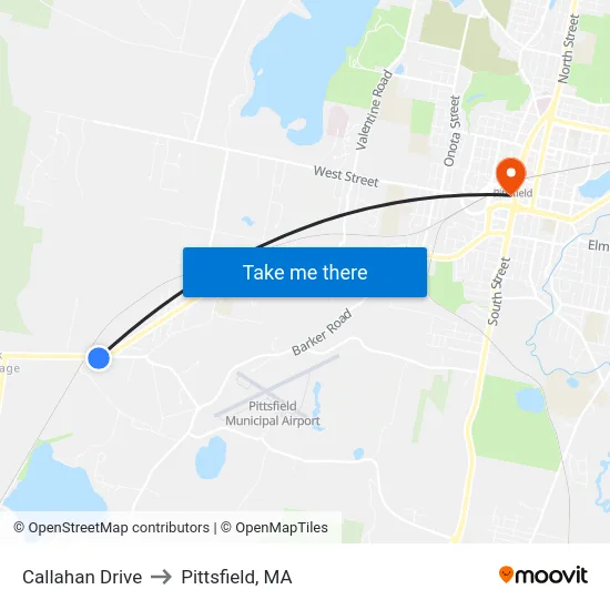 Callahan Drive to Pittsfield, MA map