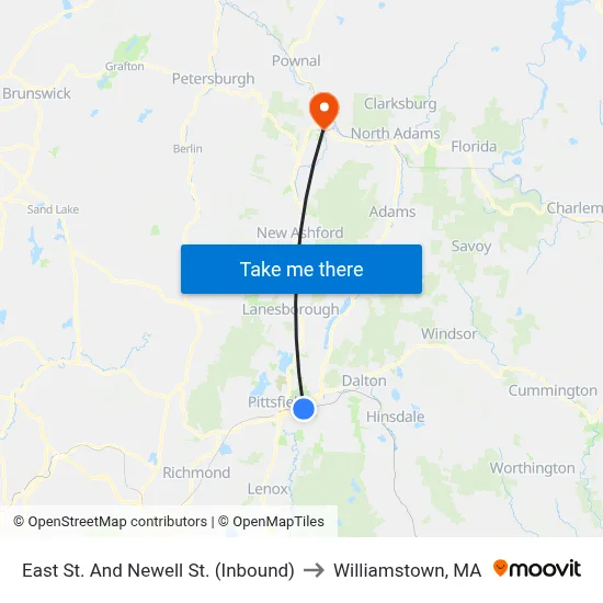 East St. And Newell St. (Inbound) to Williamstown, MA map