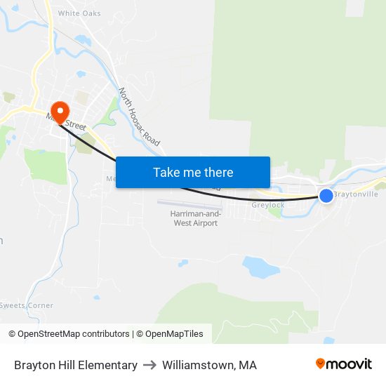 Brayton Hill Elementary to Williamstown, MA map