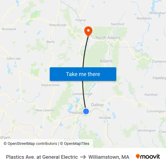 Plastics Ave. at General Electric to Williamstown, MA map