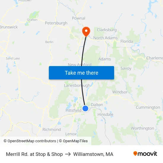Merrill Rd. at Stop & Shop to Williamstown, MA map