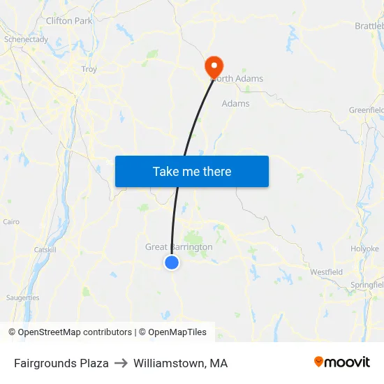 Fairgrounds Plaza to Williamstown, MA map