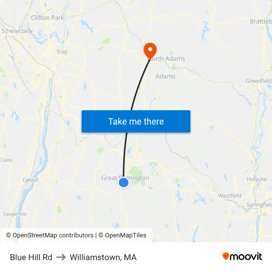 Blue Hill Rd to Williamstown, MA map