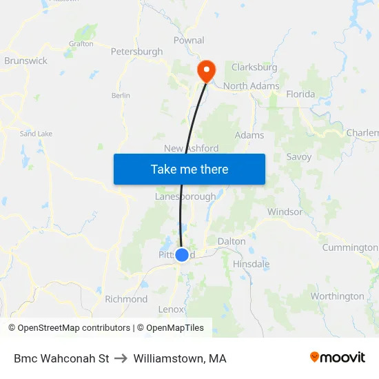Bmc Wahconah St to Williamstown, MA map