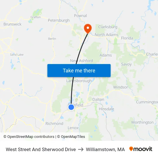 West Street And Sherwood Drive to Williamstown, MA map