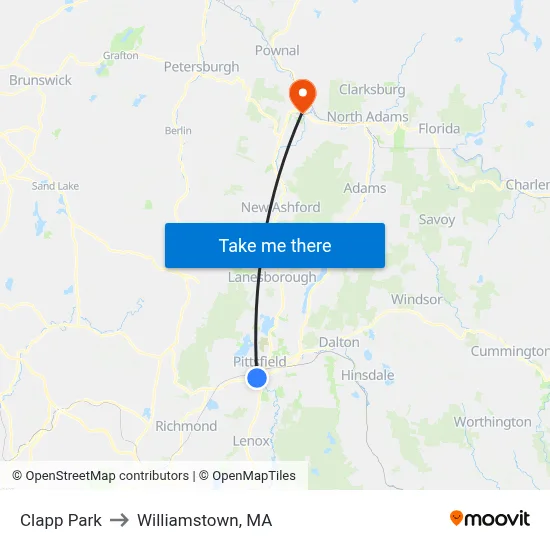 Clapp Park to Williamstown, MA map
