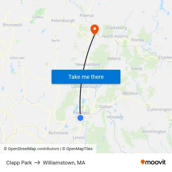 Clapp Park to Williamstown, MA map