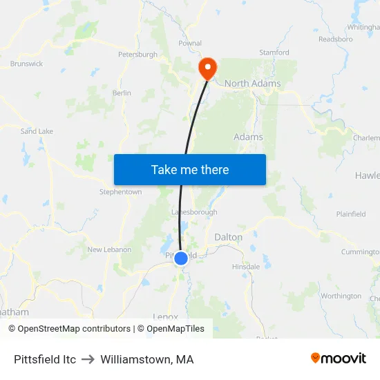 Pittsfield Itc to Williamstown, MA map
