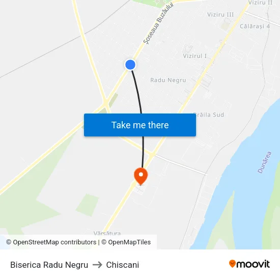 Biserica Radu Negru to Chiscani map