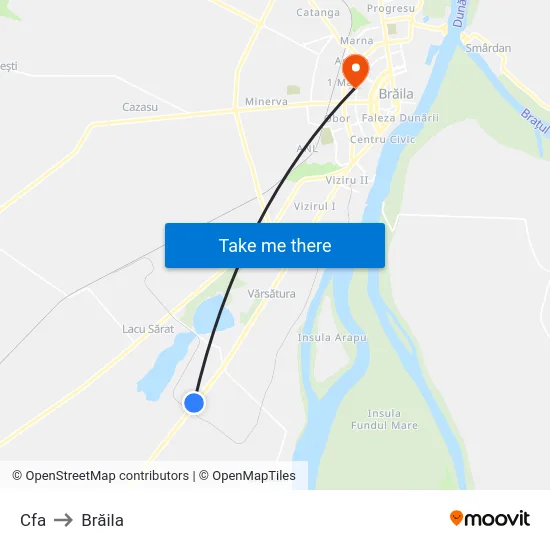 Cfa to Brăila map